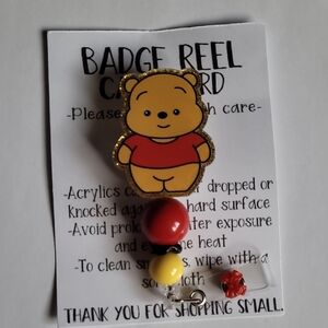 Hand Crafted Pooh Bear Badge Reel